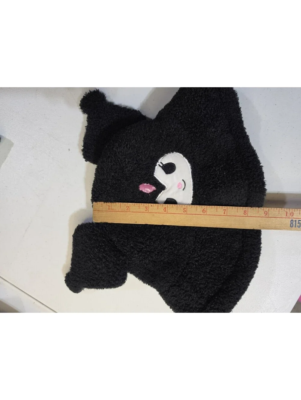 Kuromi Sanrio Black Fleece Lined Bucket Hat, Embroidered, Polyester, One Size
